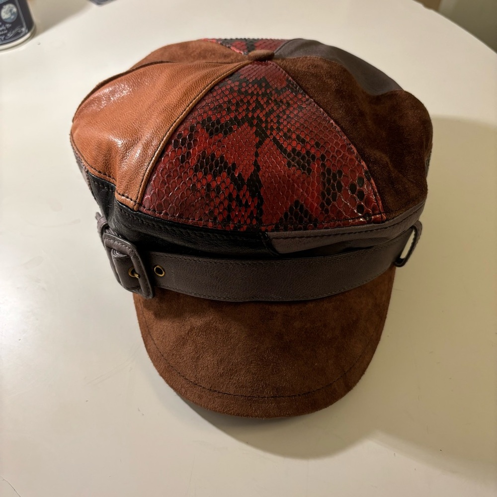 Prada brown and Red Leather Cap